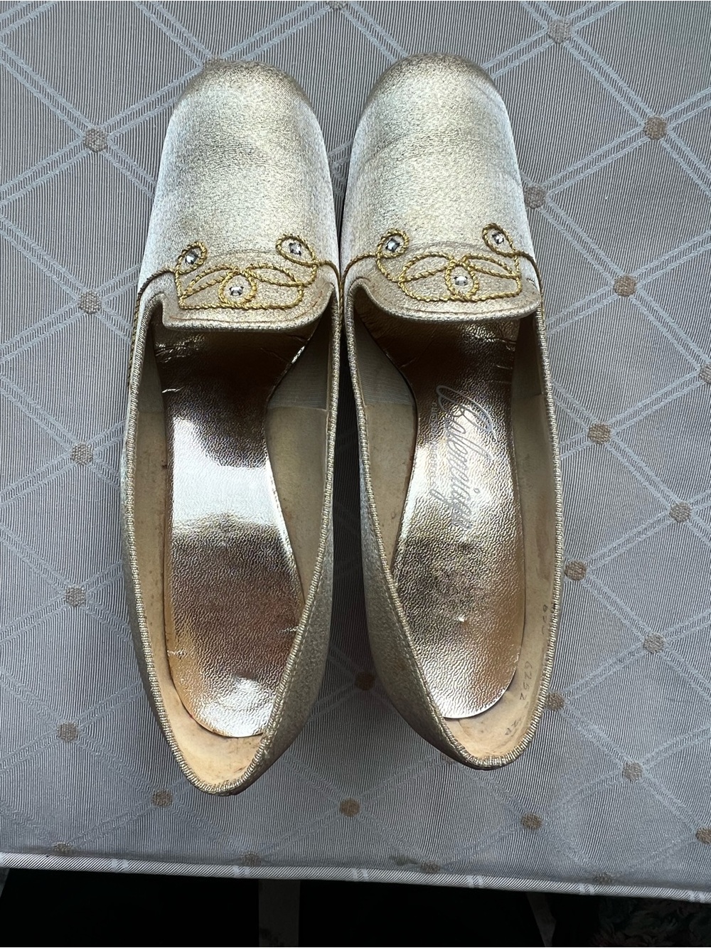 Vintage Balenciaga Custom Originals Gold Metallic Sparkle Pumps Heels 65B Rare - Picture 10 of 12